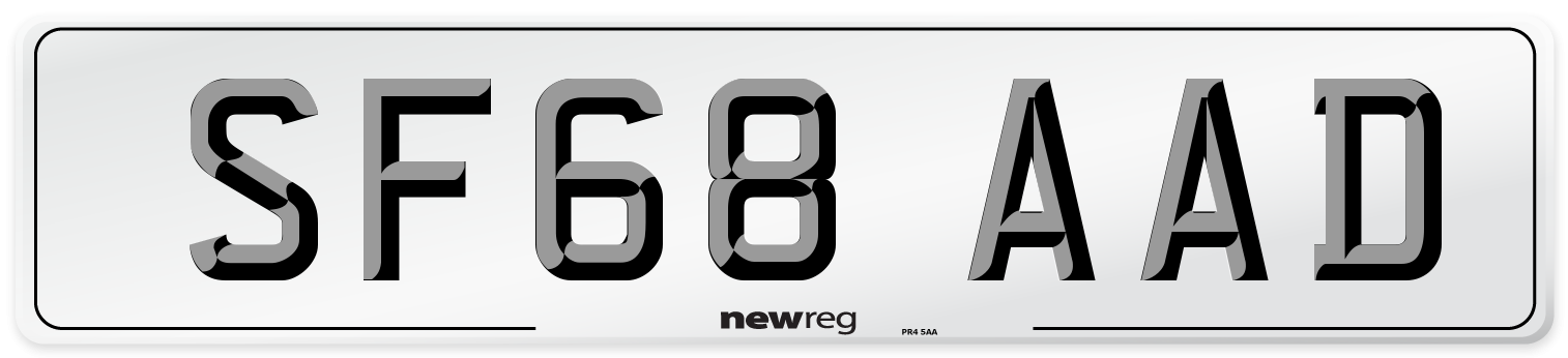 SF68 AAD Number Plate from New Reg